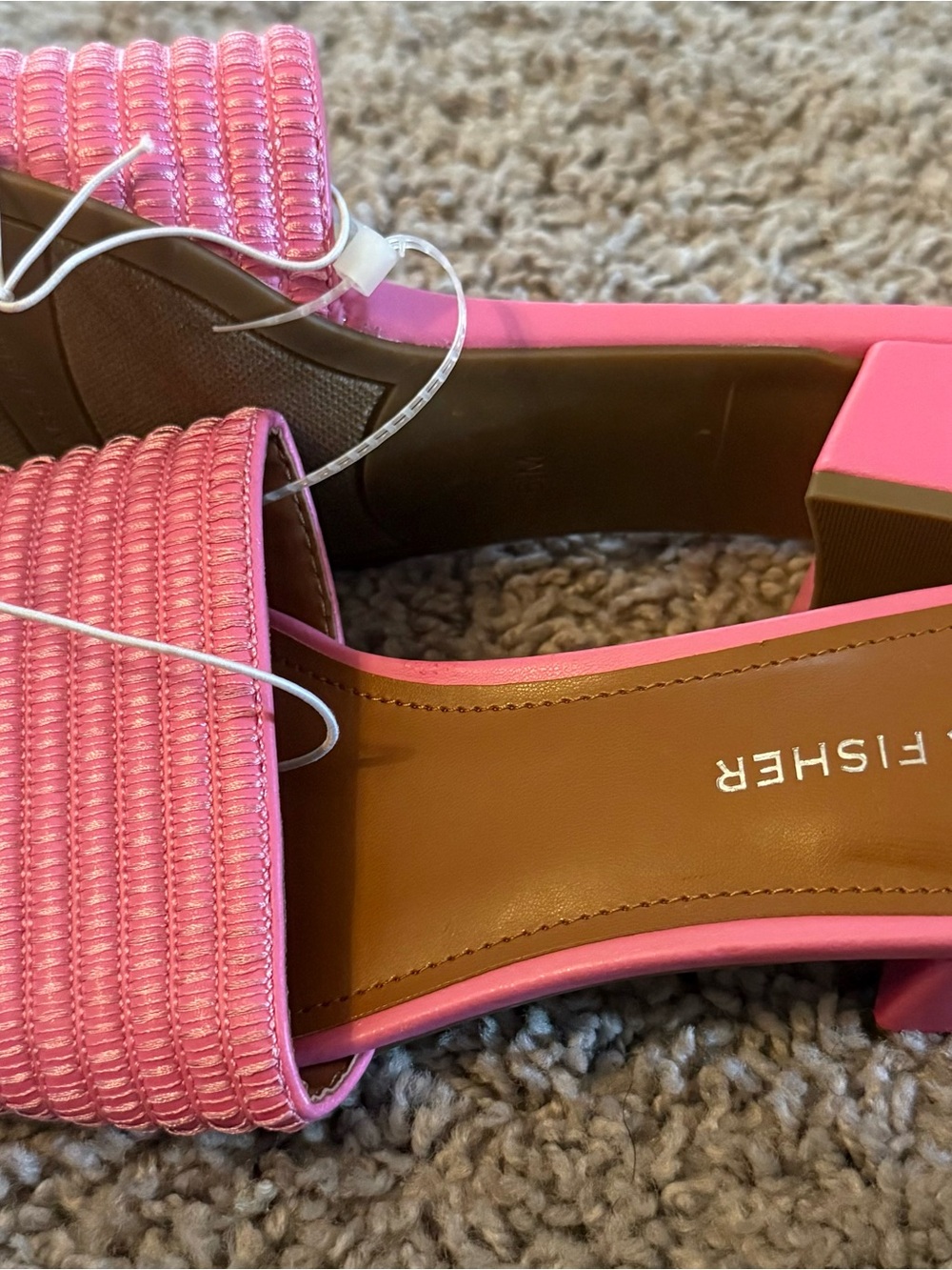 Pink Ribbed Strap Slide Mules - Picture 2 of 2